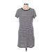 Old Navy Casual Dress - Shift Crew Neck Short sleeves: Blue Stripes Dresses - Women's Size Large