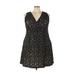 Lane Bryant Cocktail Dress - A-Line V Neck Sleeveless: Black Print Dresses - Women's Size 28 Plus