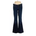 Gap Jeans - Mid/Reg Rise Flared Leg Denim: Blue Bottoms - Women's Size 28 Petite - Dark Wash