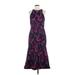 JS Collection Cocktail Dress - Midi: Purple Floral Motif Dresses - Women's Size 6