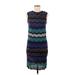 M Missoni Casual Dress - Shift High Neck Sleeveless: Blue Print Dresses - Women's Size 6