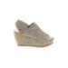 Sacha London Wedges: Slingback Platform Bohemian Gray Print Shoes - Women's Size 6 1/2 - Peep Toe