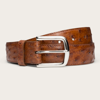 Tecovas Men's Ostrich Belt, Pecan, Size 32