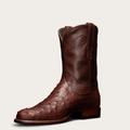 Tecovas Men's The Duke Roper Boots, Round Toe, 10" Shaft, Mahogany, Ostrich, 1.125" Heel, 8.5 EE