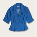 Tecovas Women's Floret Blouse Top, Blue Floral Stripe, Rayon, XS
