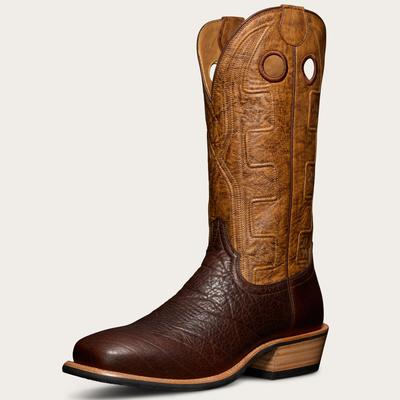 Tecovas Men's The Cody Boots, Broad Square Toe, 13.5" Shaft, Chocolate, Bison, 2" Heel, 13 EE