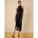 Women's Arla Halter Fringe Dress in Black / 0 | BCBGMAXAZRIA