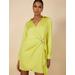 Women's Connie Faux Wrap Mini Dress in Yellow Plum / XXS | BCBGMAXAZRIA