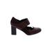 Born Handcrafted Footwear Heels: Slip-on Chunky Heel Casual Burgundy Solid Shoes - Women's Size 10 - Round Toe