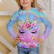 T-shirt Fille Enfants manche longue 3D effet Animal Licorne Col ras du cou Noir Enfants Hauts Automne Printemps Actif Sportif Mode Extérieur du quotidien Intérieur Standard 3-12 ans