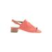 Lands' End Heels: Slingback Stacked Heel Boho Chic Pink Print Shoes - Women's Size 11 - Open Toe