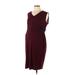 Motherhood Casual Dress - Sheath V Neck Sleeveless: Burgundy Dresses - Women's Size Large Maternity