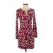 Diane von Furstenberg Casual Dress - Mini V Neck Long sleeves: Pink Print Dresses - Women's Size 2