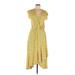Maeve by Anthropologie Casual Dress - Midi V Neck Short sleeves: Yellow Floral Dresses - Women's Size Small