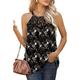 Damen Tank Top Blumen Casual Festtage Spitze Patchwork Bedruckt Schwarz Ärmellos Modisch Rundhalsausschnitt Sommer