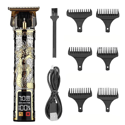 USB wiederaufladbare Haarschneider und Barttrimmer für Männer - Präziser T-Klingen-Trimmer mit LCD-Bildschirm - Pflegeset für Männer Valentinstagsgeschenk Image