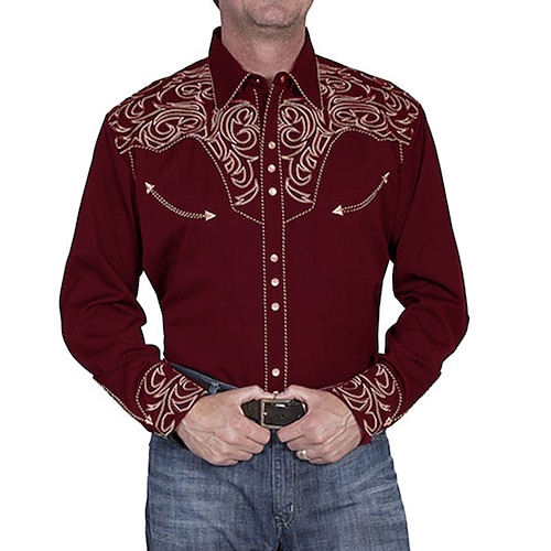 Klassisch Retro Vintage 18. Jahrhundert Bluse / Hemd Westlicher Cowboy Kostüm Herren Maskerade Alltagskleidung Junggesellinnenabschiedsparty Erwachsene Hemd Ganzjahres Image