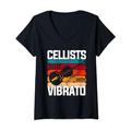 Damen Klassische Musik Band Cello Liebhaber Jazz Orchester T-Shirt mit V-Ausschnitt