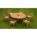 7 PC A Grade Outdoor Patio Teak Dining Set - 72 Round Table & 6 Cellore Stacking Arm Chairs