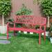 Passionate Red Reverie- Steel and Cast Iron Garden Bench