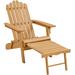 Topeakmart Folding Adirondack Chair with Adjustable Backrest Brown