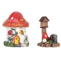 2024 2pcs Mushroom Fairy Garden House Waterproof Vivid Colorfast Mushroom House Decor Mailbox Statues for Lawn Flower Pots