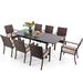 durable & William 9 Pieces Patio Dining Set for 8 Outdoor Dining Furniture with 1 X-large E-coating Square Metal Table and 8 Rattan Chairs with Cushions Outdoor Table & Chairs f