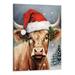 Fenyluxe Merry Christmas Cow Canvas Wall Decor Highland Cow Canvas Wall Decoration Farmhouse House Canvas Poster Decor Xmas Holiday Artwork for Living Room Kitchen Wall Picture 16x20 Inch