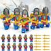 12 Pcs Medieval Army Knights Mini Figures Building Blocks Toy Ancient Military Armor Soldiers Knights Action Figures Stitching Toys for Kids and Fans