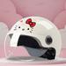 Kawaii Sanrios Hello Kitty Motorcycle Electric Bicycle Helmet with Smile Flower 3D Cat Bear Ear Women Motorbike Moto Bike Helmet