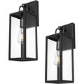 Outdoor Wall Sconce Lights 16 Inch Tall Transitional Exterior Wall Light Fixtures with Clear Glass Anti-Rust Modern Black Outside Wall Lanterns for House Front Porch Doorway Patio 2 Pack