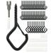 50 PCS Hanger Hooks with Safety Buckle Windproof Screw Hooks for Hanging Outdoor String Lights Ceiling Outdoor Hooks for Hanging Plants Christmas Lights & Patio Lights Black