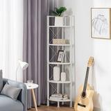 ZHANHAO 5-Tier Corner Shelf Stand Tall Corner Bookshelf Corner Plant Stand Corner Storage Shelves for Living Room Home Office Small Space White