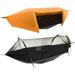 Camping Hammock Tent with Rain Fly Tarp and Mosquito Net Tree Straps 1-2 Persons Bivvy Hammock Set for Backpacking Hiking Travel Yard Outdoor Activities Orange 108 x 60 x 24