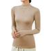 Women Casual Multicolor Basic Round Neck Solid Color Knit Long Sleeve Bodysuit Top Womens Thermal Tops Long Sleeve Set Thermal Underwear Top for Men Long Sleeve Long Sleeve Thermal Womens Tops Thermal