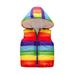 Baby Boys Girls Rainbow Hooded Vest Jacket Warm Striped Waistcoat Outwear