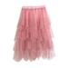 Toddler Girls Casual Dresses Tulle Formal Asymmetrical Midi Length Elastic Waist Tutu Layered Puffy Fairy Skirts Children Kids Dress Daily-Wear