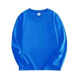 Fanxing Kids Boys Girls Solid Color Sweatshirt Children Long Sleeve Crewneck Pullover Fleece Lined Tops Kids Casual Tops Loose Plain Tunic Cute Blouse Tees Blue 7-8 Years