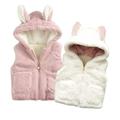 KYAIGUO Infant Baby Girls Fall Plush Vests Sleeveless Fleece Jacket 6M-5Y Rabbit Ears Hoodie Waistcoat Warm Padded Winter Coat Outerwear