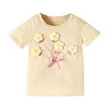 Toddler Boy s Girl s T Shirts Children s Summer Round Neck Short Sleeved 3D Crochet Floral Daily Wear School Shirts for Boys Girls Size 4-5T