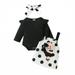 Toddler Girls Long Sleeve Cartoon Print Tops And Dress 2PCS Outfits Clothes Set For Children Kids Clothes Black