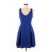 Aqua Casual Dress - Fit & Flare: Blue Solid Dresses - Women's Size Medium