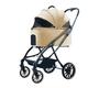 Pet cart Pet Folding Stroller 4 Wheels Puppy Cart Travel Small Medium Pet Multifunction Detachable Cage (Color : Kaki)