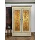 Antique Pine Wardrobe/ Linen Press with Distressed Paint and Chinoiserie Panels