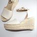 Kate Spade Shoes | Kate Spade Frenchy Platform Ankle Wrap Espadrille Sandals Size 10b | Color: Cream/White | Size: 10
