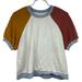 Madewell Tops | Madewell Puff Sleeve Sweatshirt Tee Shirt Colorblock Crew Neck Relax Fit Women S | Color: Brown/Cream | Size: S