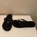 Coach Shoes | Coach Abigail Black Signature Logo Thong Flip Flops Size 7b Women’s Silver Top | Color: Black | Size: 7