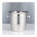 UHVUJDUI Beverage Tub Stainless Steel Ice Bucket Bar KTV Service Barrel Hammered Binaural Red Ice Barrel Perfect for Champagne Insulated Ice Bucket (Color : B) (B)