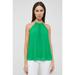 Michael Kors Tops | Michael Michael Kors Solid Pleated Chain Halter Top | Color: Green | Size: S