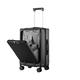 Meechi Suitcase Suitcase Front Opening Aluminum Frame Rolling Luggage Spinner Cup Holder Stand Cabin Travel Bag (Color : Black Zipper, Size : 20inch)